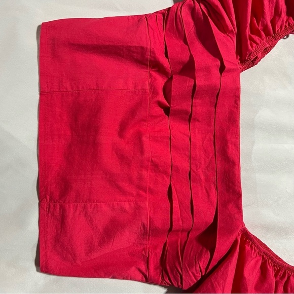 NWT Sim & Sam Puff Sleeved Crop Top Square Neck Size Large in Color Fire Pink - Picture 3 of 8